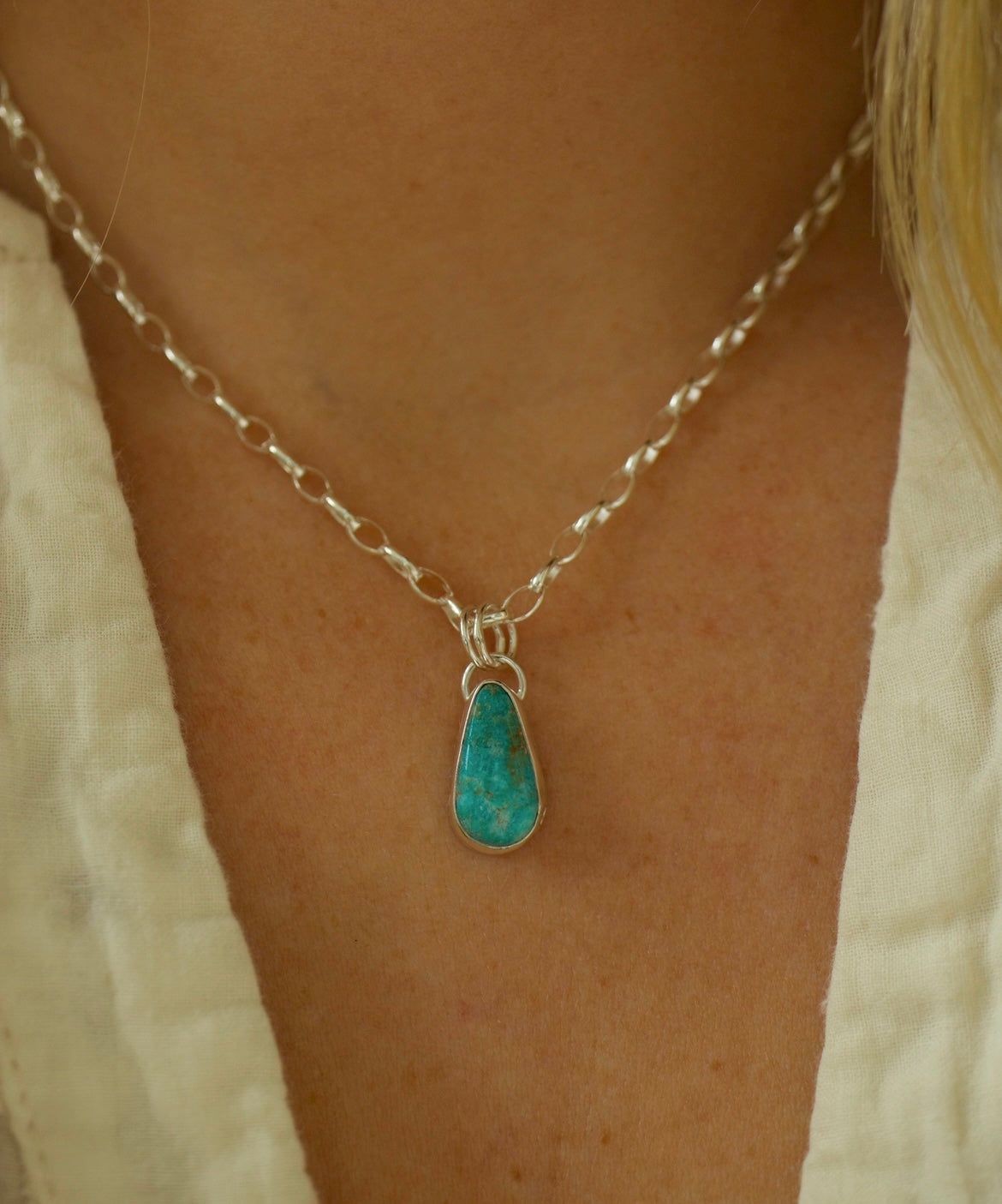 sonoran emerald valley tear drop turquoise - charm for chain necklace