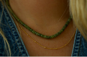 olivine jade beaded necklace