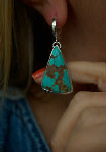 number eight turquoise huggie hoop earring