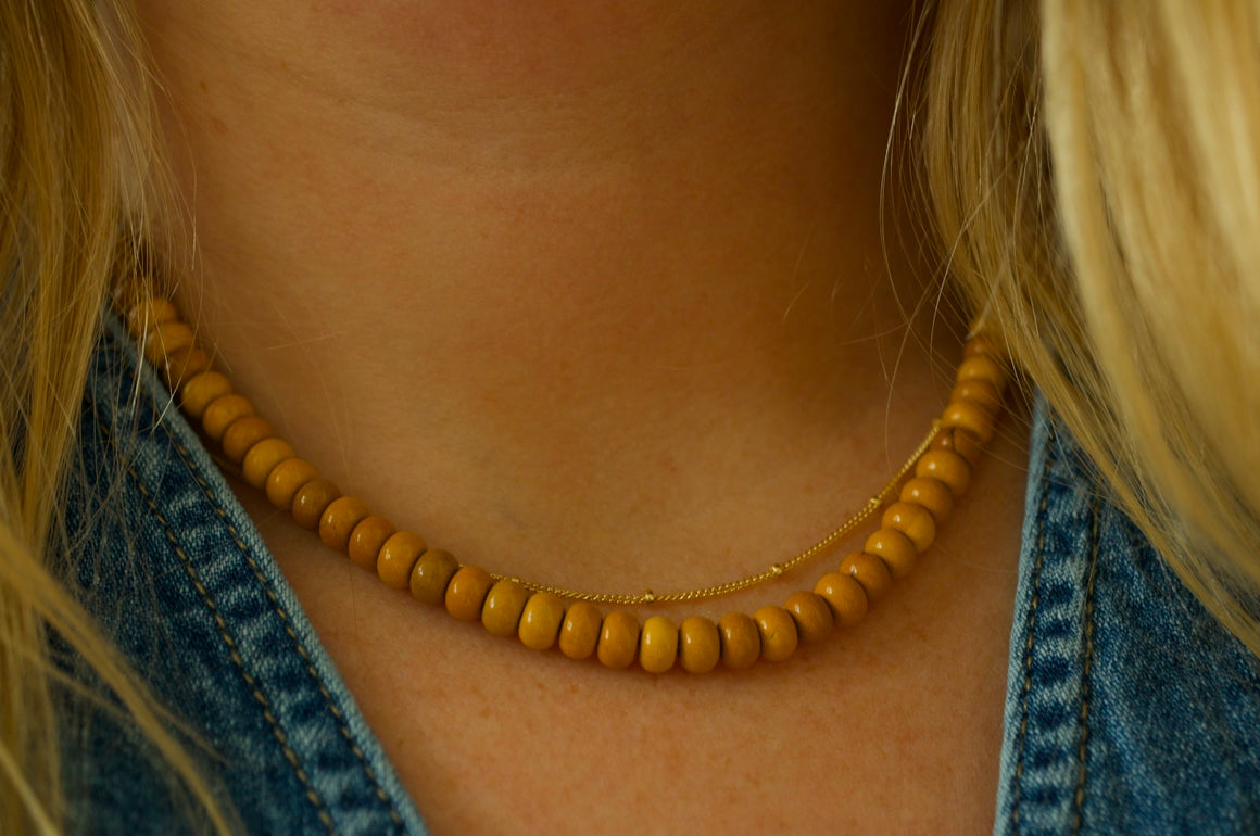 yellow mookaite beaded necklace