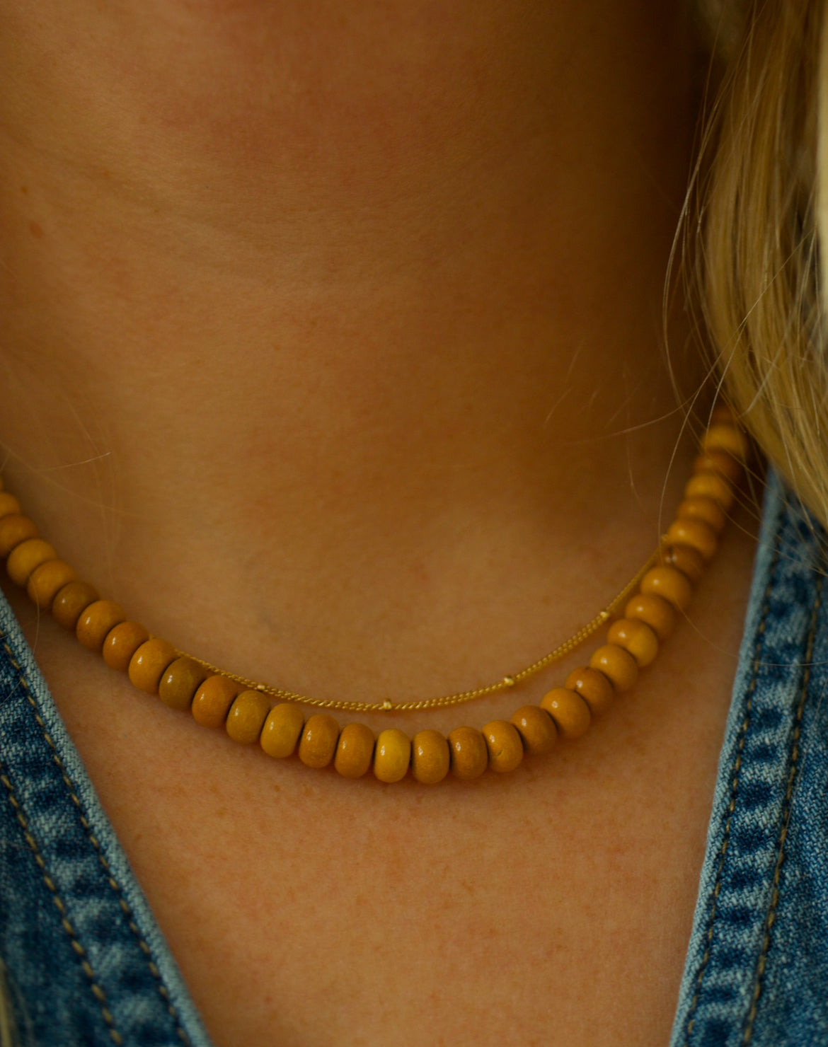 yellow mookaite beaded necklace