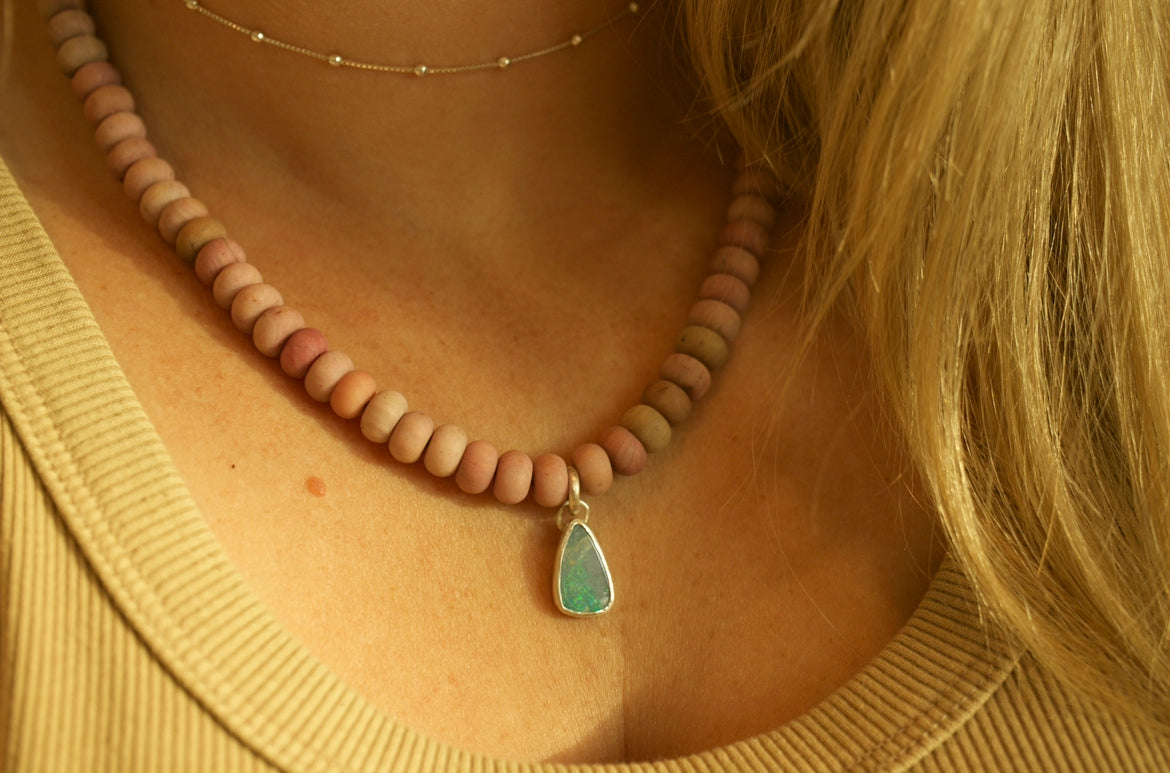 rhodonite/opal beaded necklace