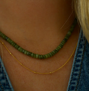 olivine jade beaded necklace