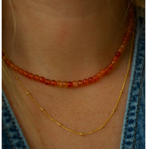 orange carnelian agate beaded necklace