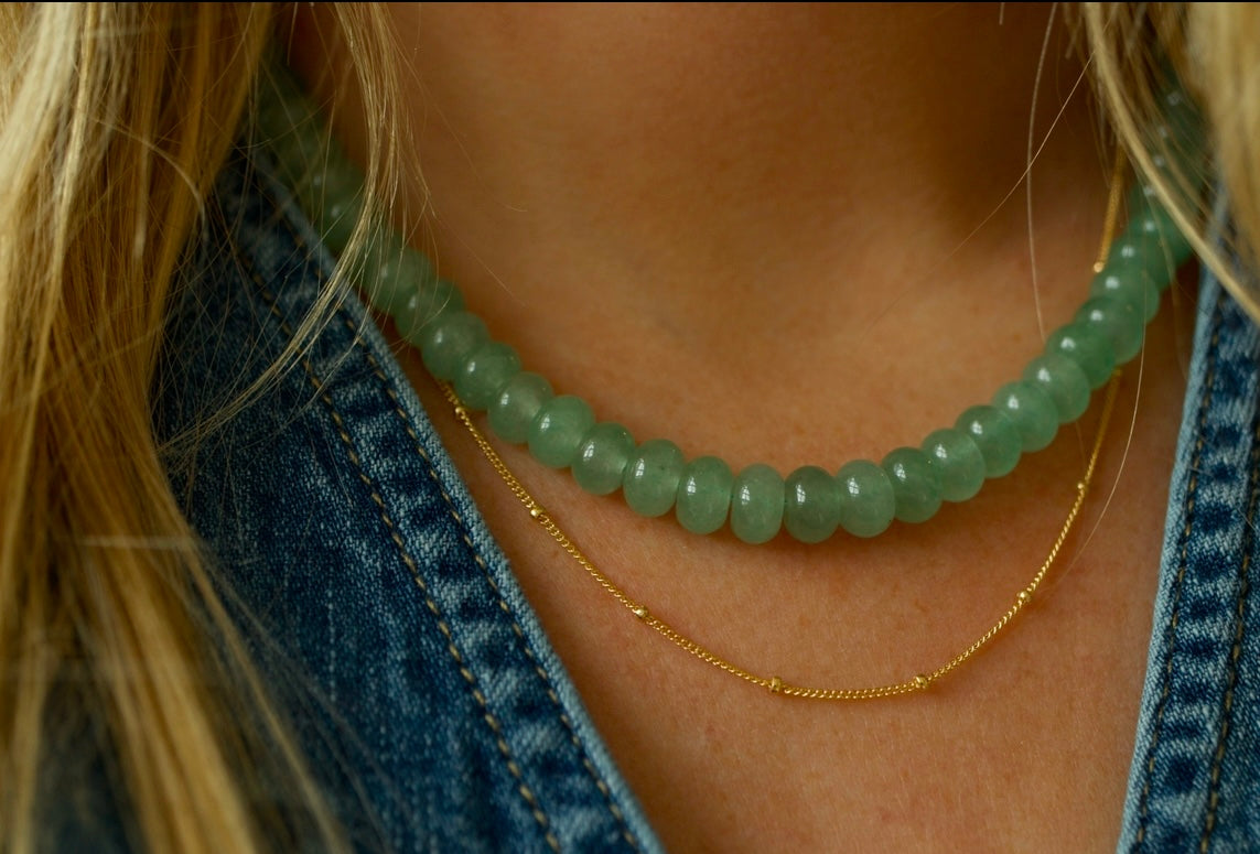 green aventurine beaded necklace