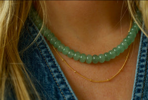 green aventurine beaded necklace