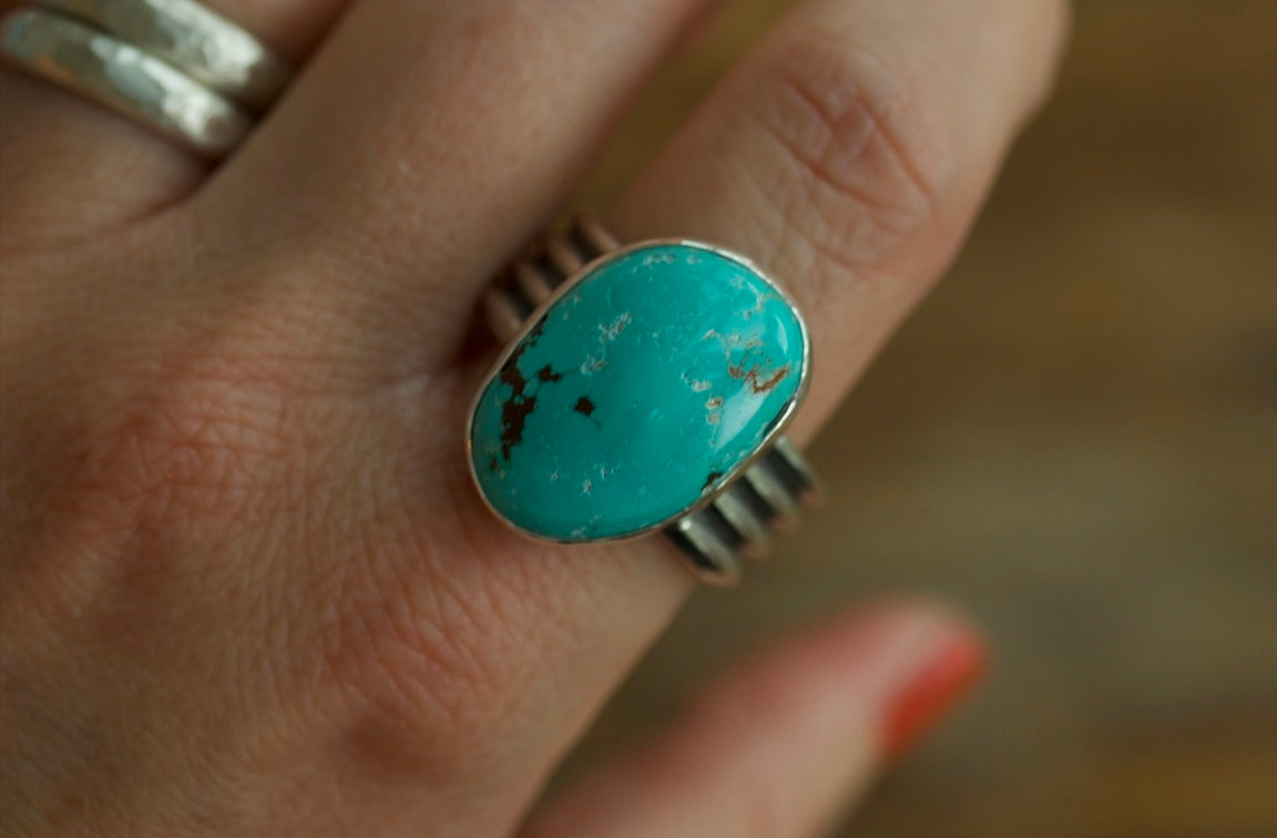 natural fox turquoise ring size 11.5